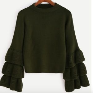 Tiered Ruffle Sleeve Sweater-Small
